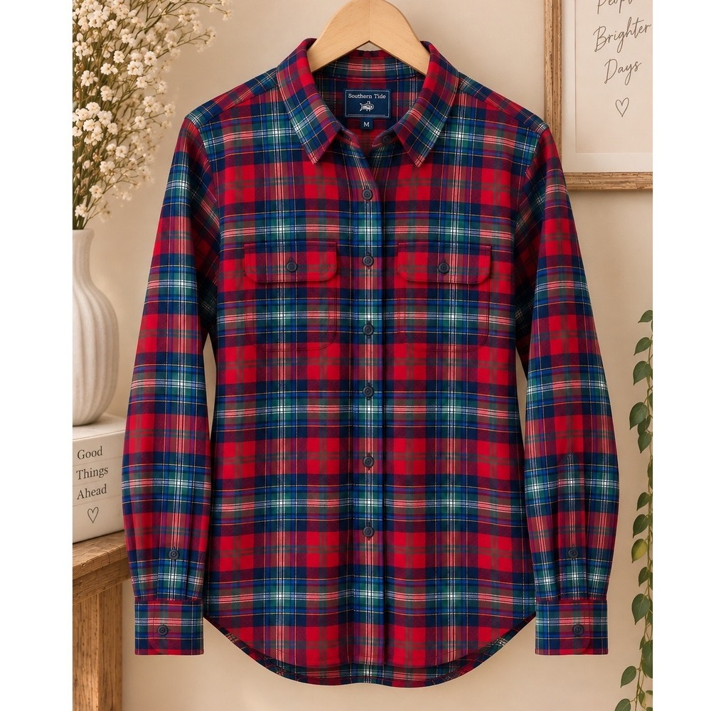 Abercrombie & Fitch Women's Plaid Flannel Shirt Red Blue Green Small NWT